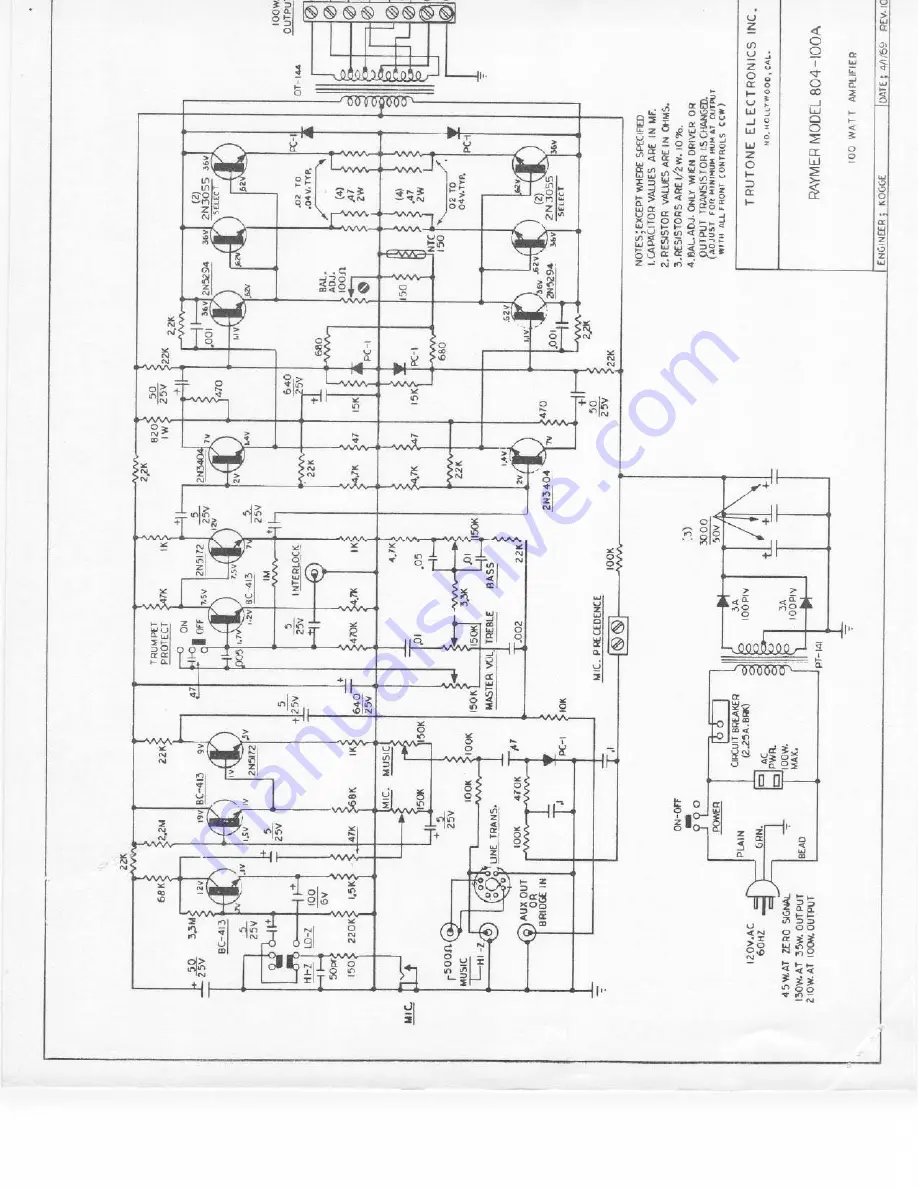 Raymer Amplifier 804-100A Скачать руководство пользователя страница 5