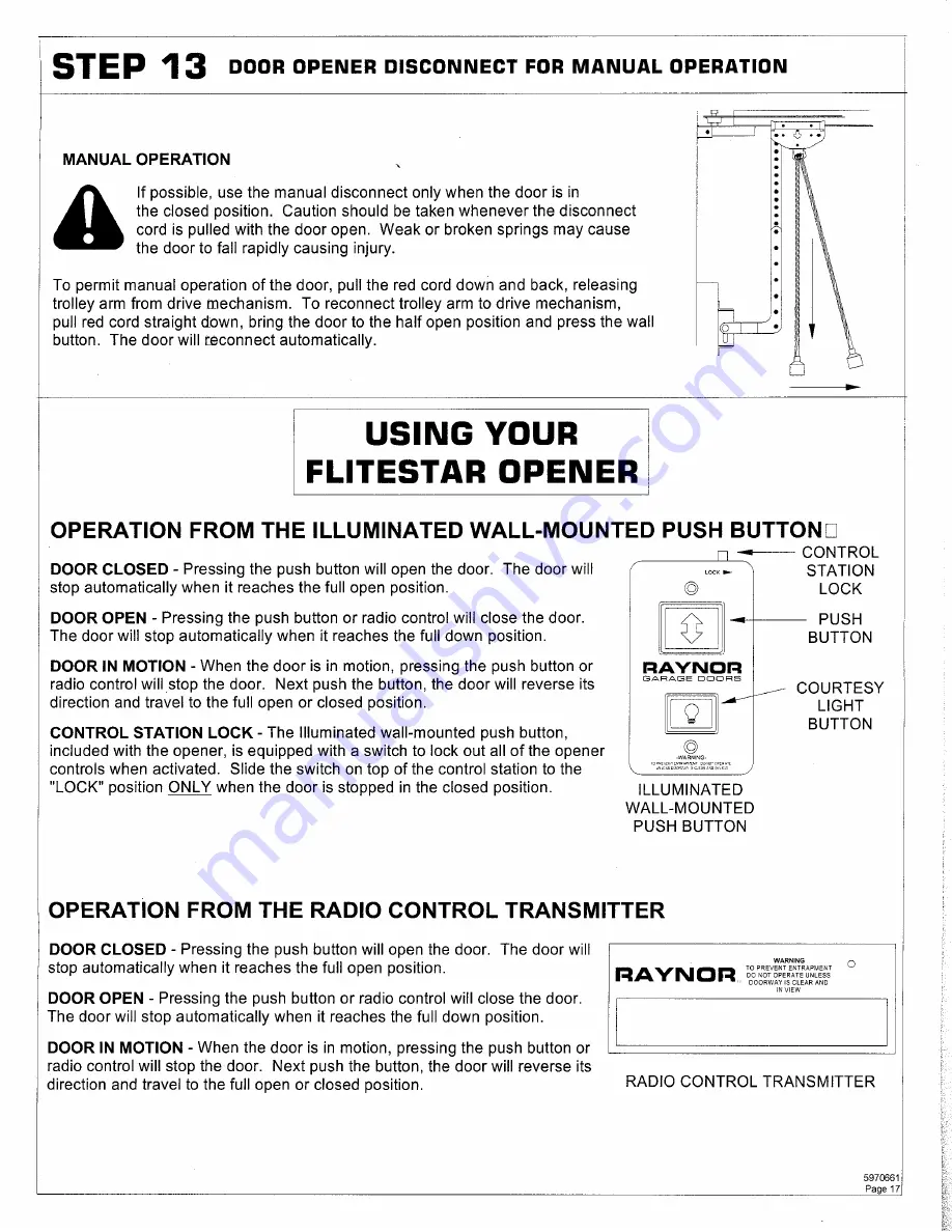 Raynor FliteStar-10 Скачать руководство пользователя страница 16