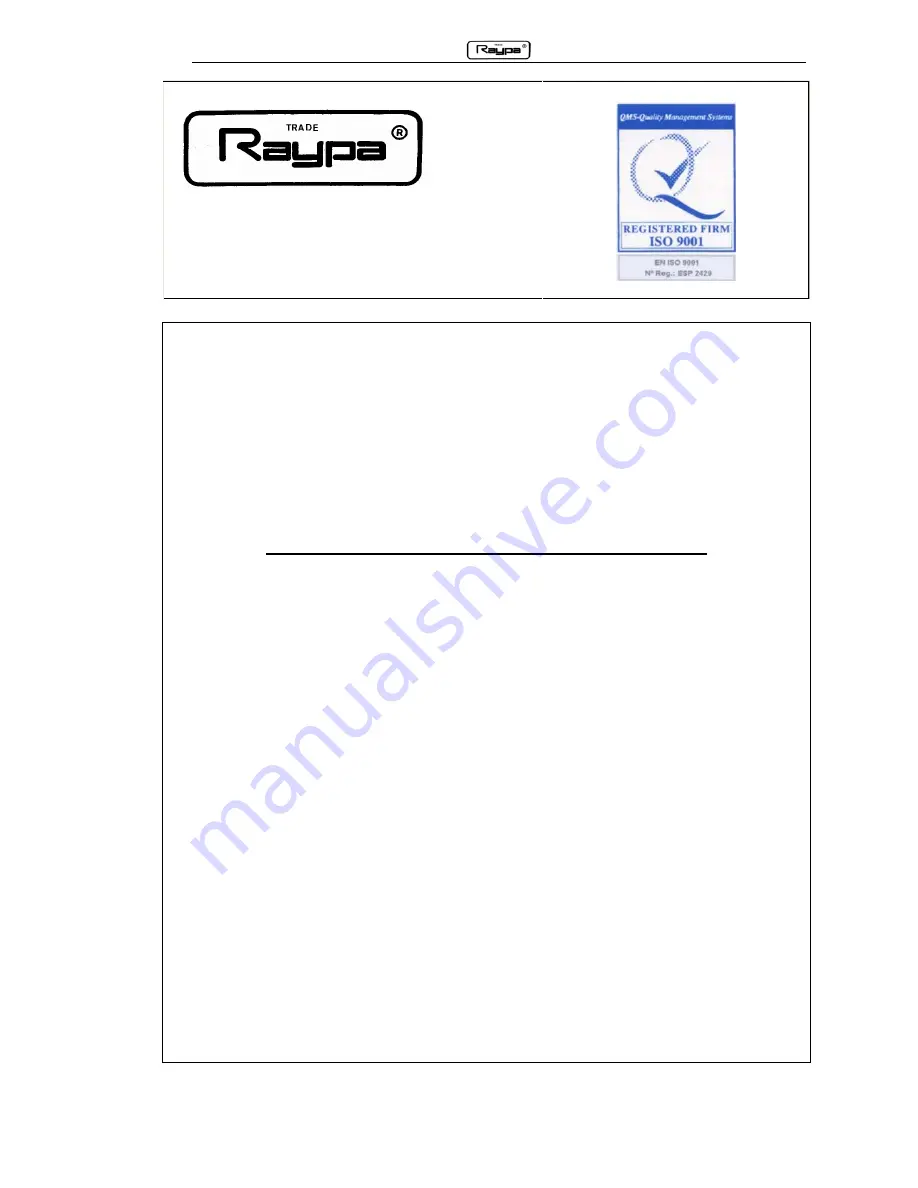 Raypa AE-110 DRY Instruction Manual Download Page 1