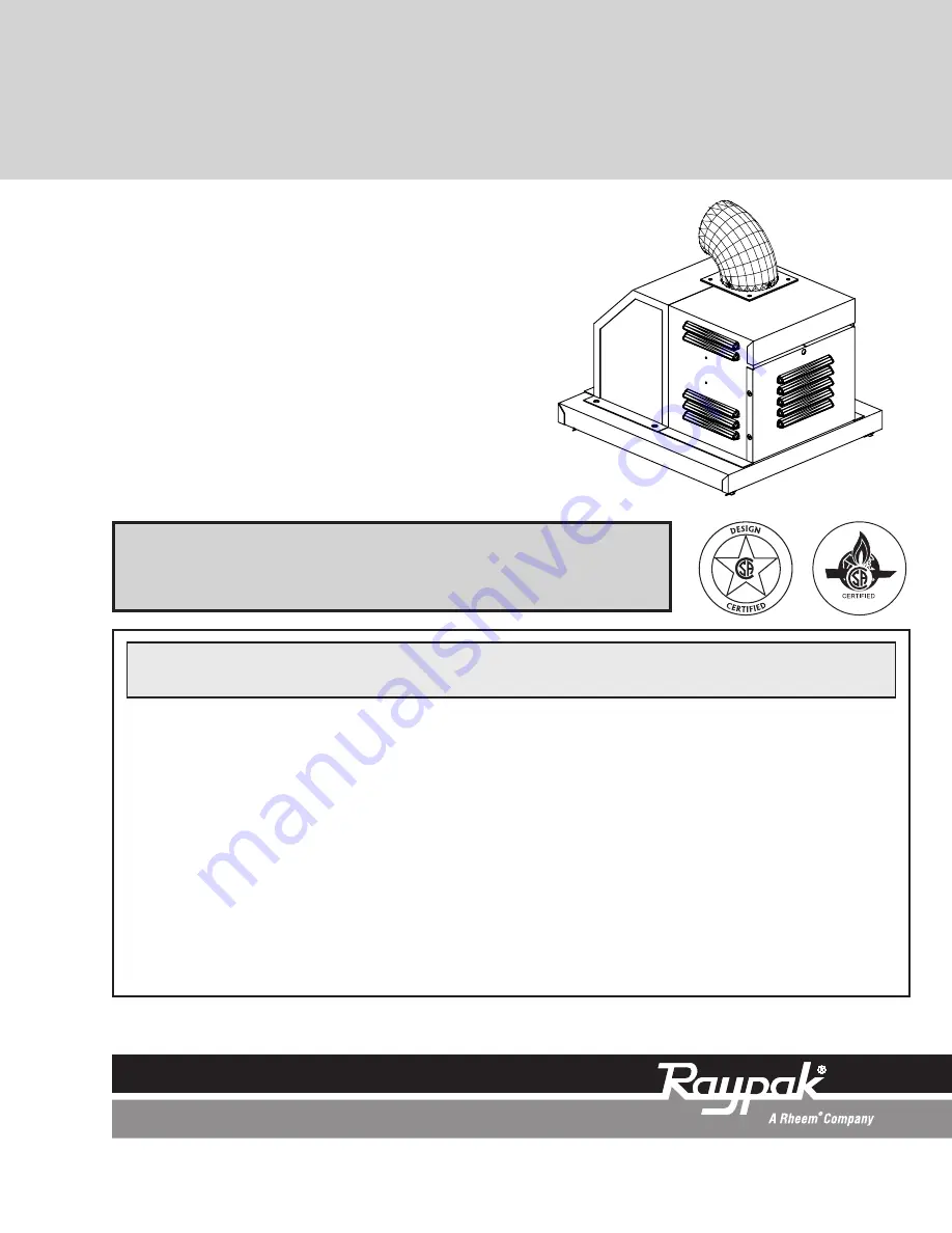 Raypak 181/182 Installation & Operating Instructions Manual Download Page 1