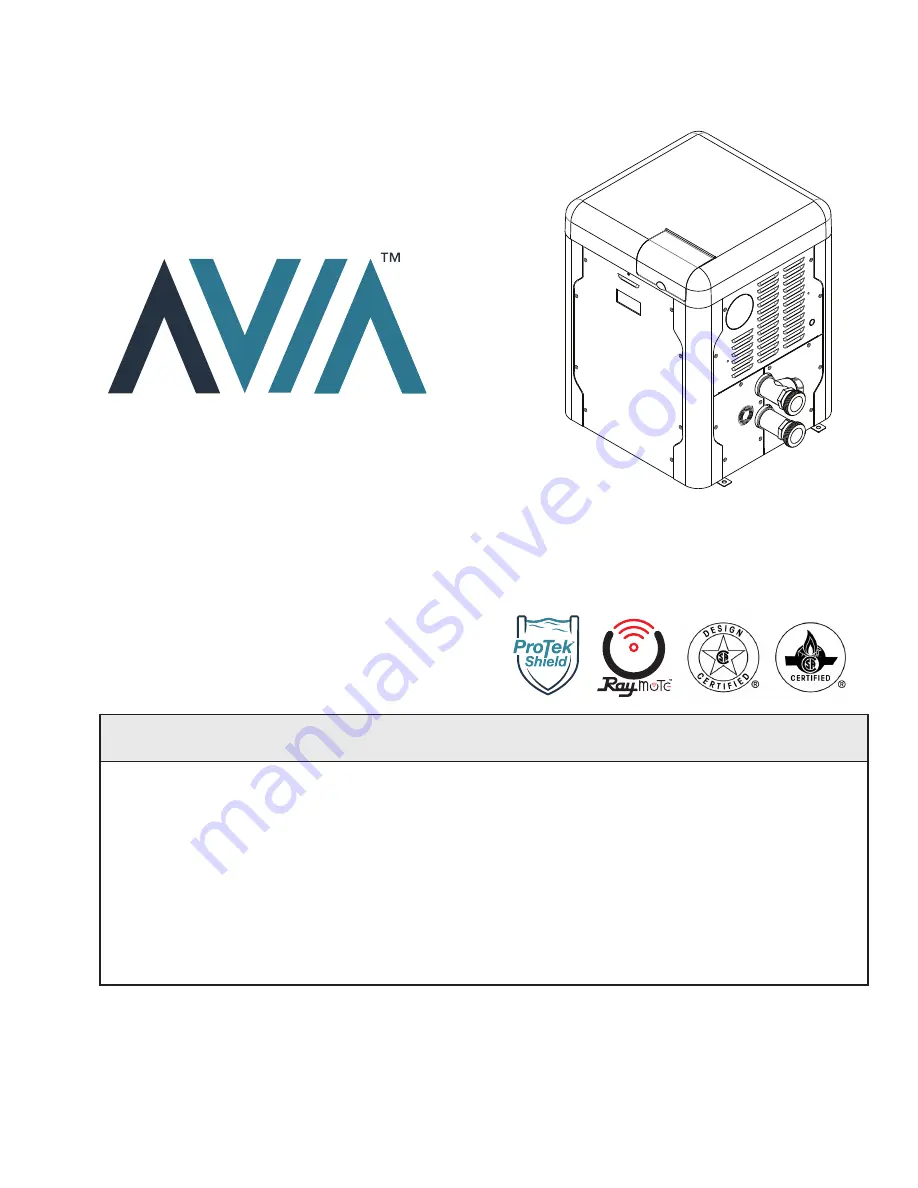 Raypak AVIA 264A Installation And Operation Manual Download Page 1