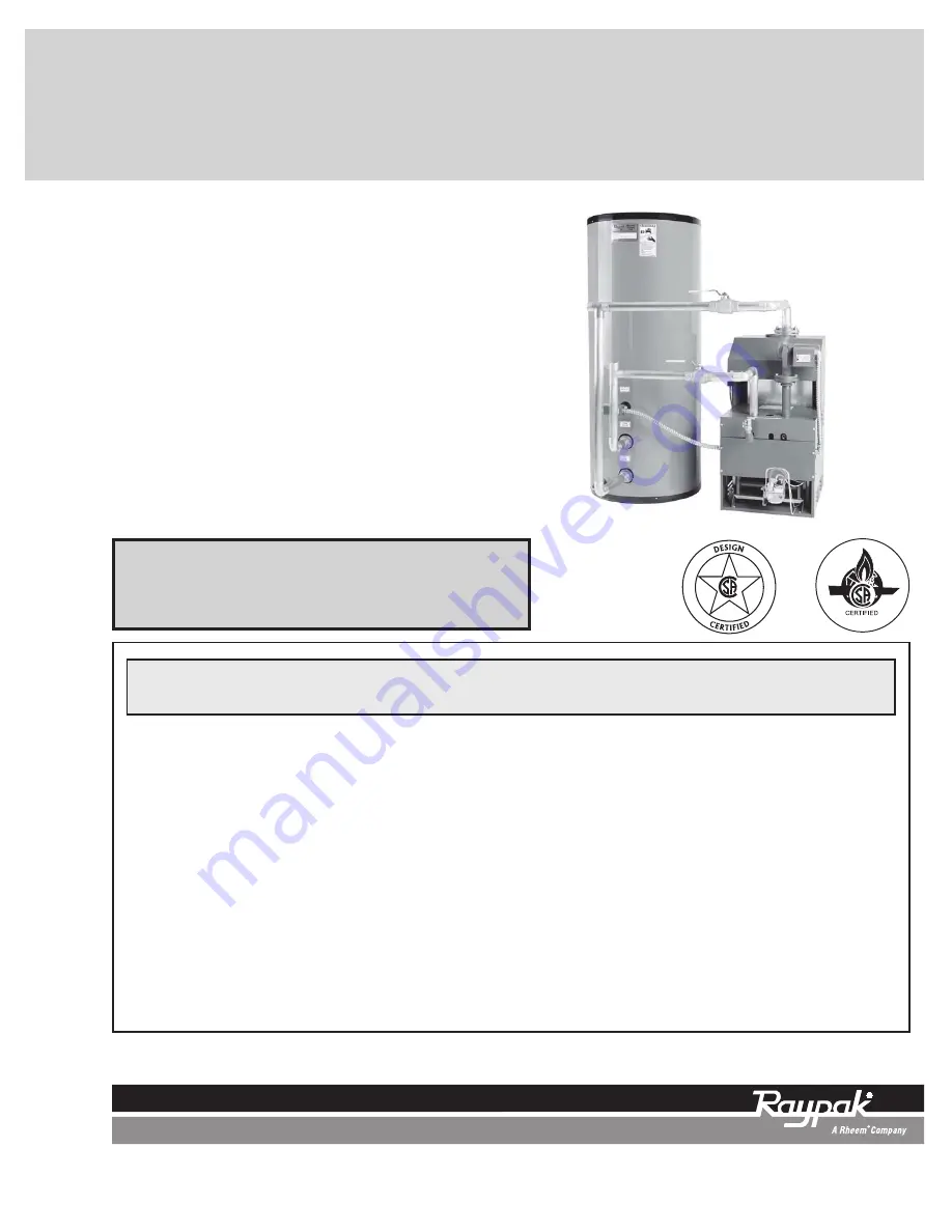 Raypak Econopak WH-0090 Installation & Operating Instructions Manual Download Page 1