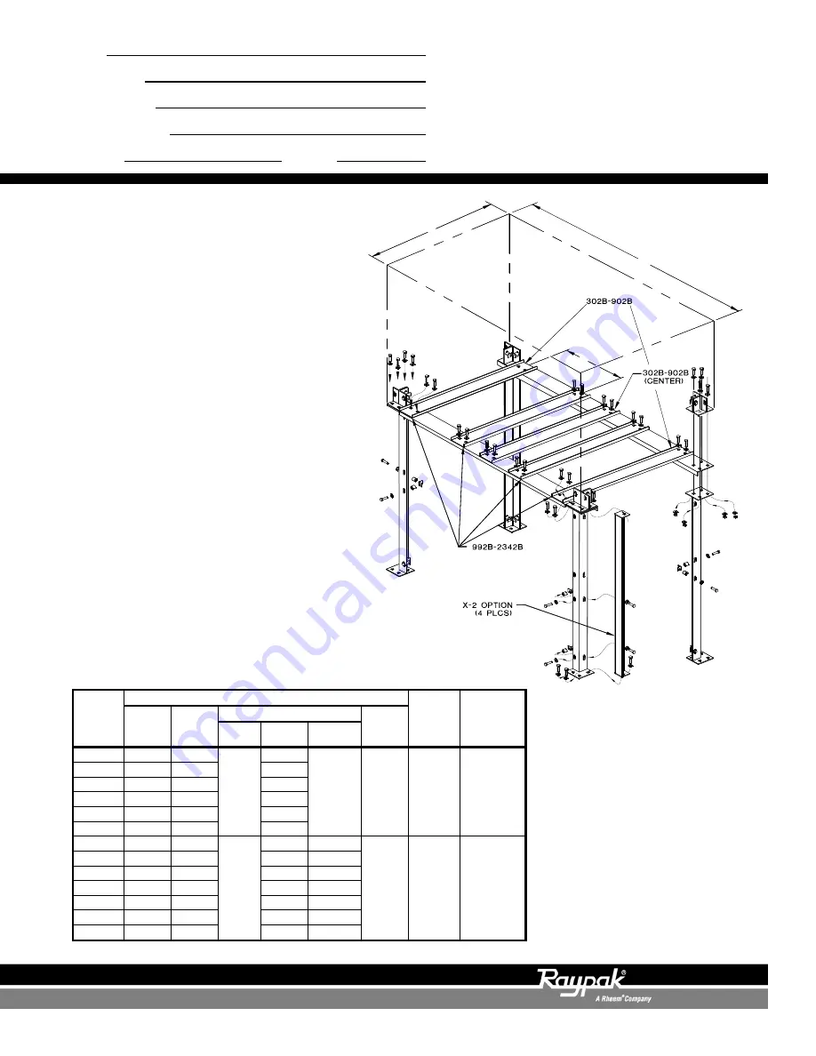 Raypak SureRack Kit Specifications Download Page 1