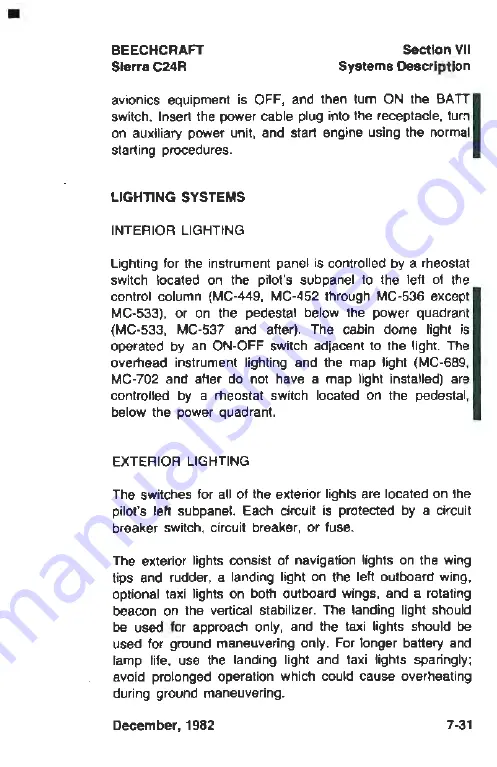 Raytheon Beechcraft SIERRA C24R Pilot Operating Handbook Download Page 188