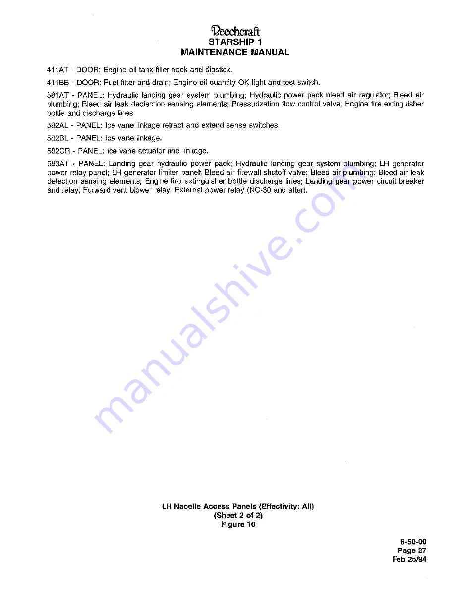 Raytheon Beechraft Starship 2000 Maintenance Manual Download Page 115