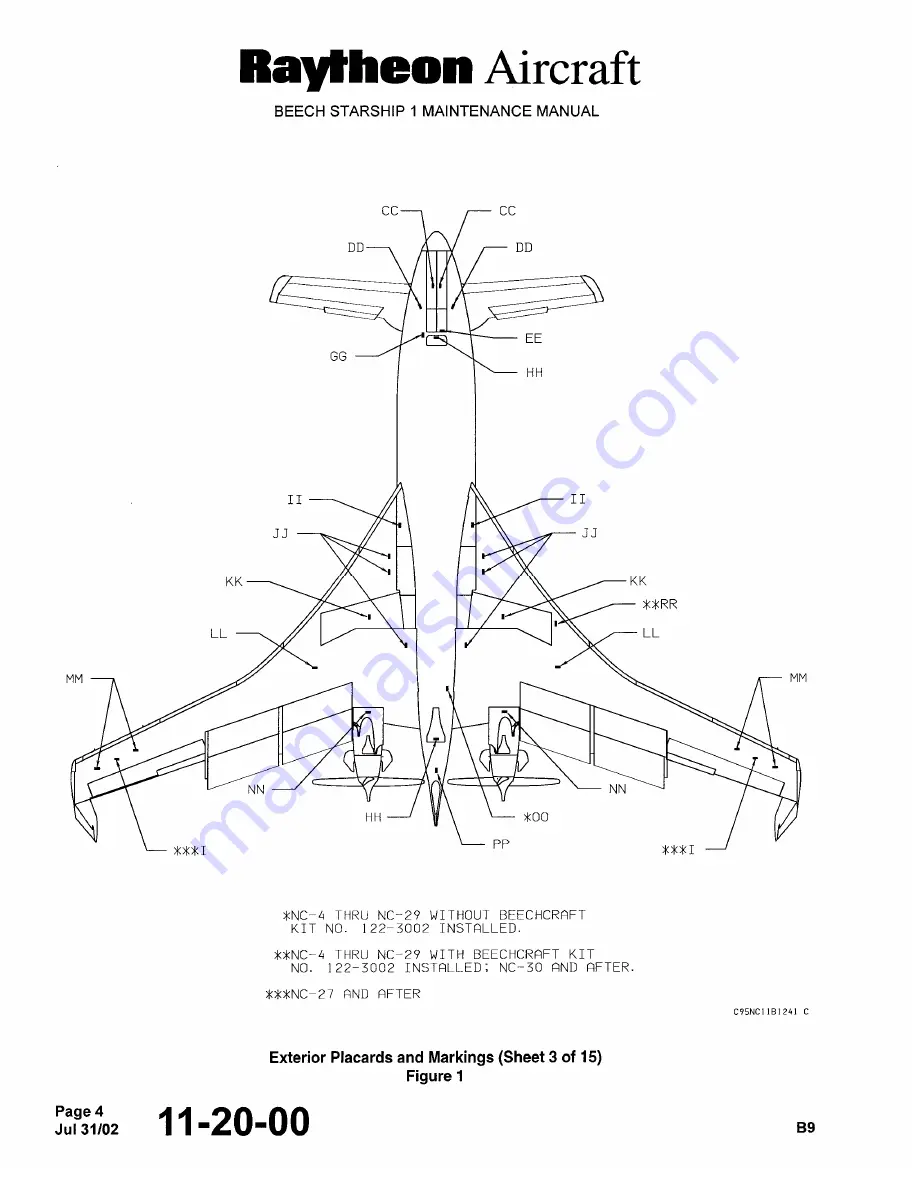 Raytheon Beechraft Starship 2000 Maintenance Manual Download Page 167