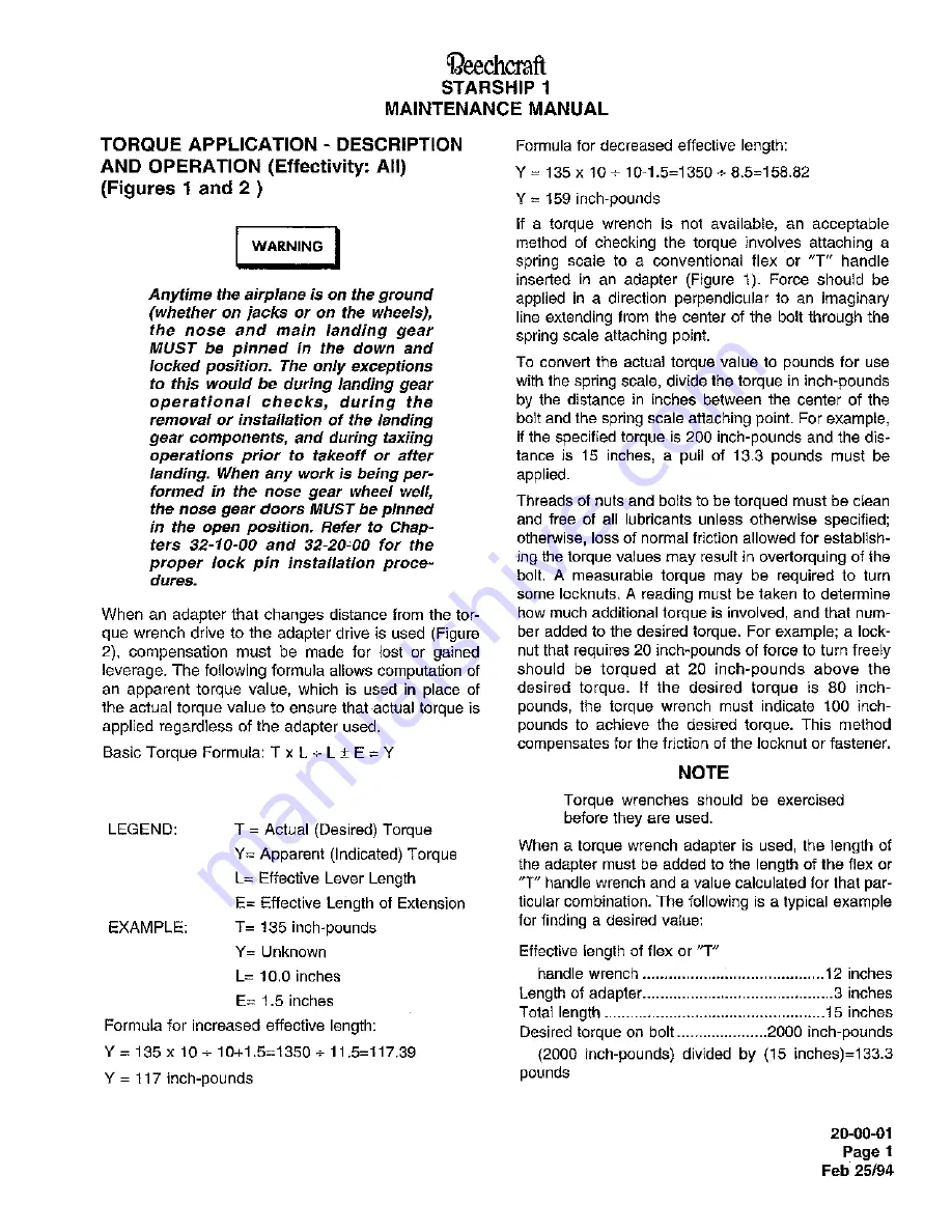 Raytheon Beechraft Starship 2000 Maintenance Manual Download Page 249