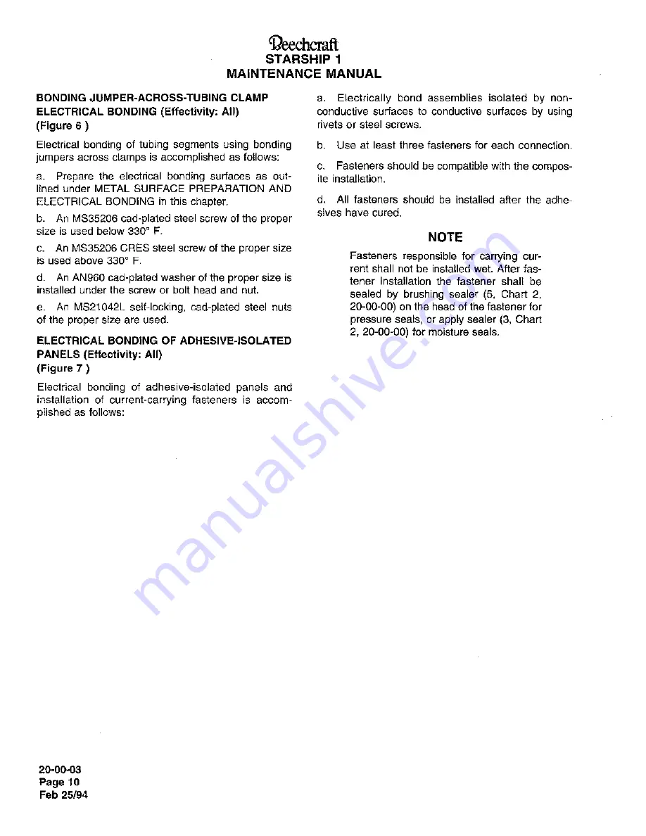 Raytheon Beechraft Starship 2000 Maintenance Manual Download Page 274