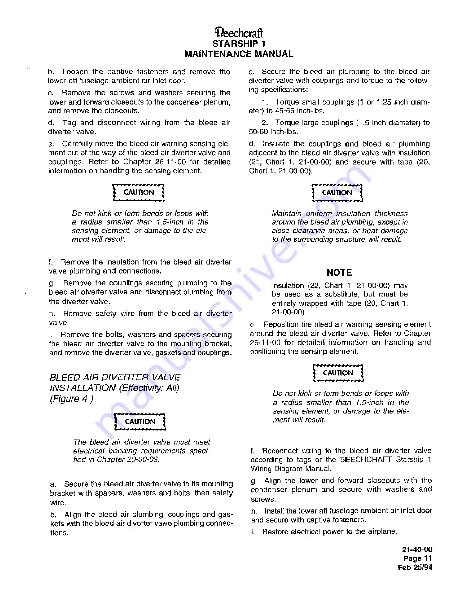 Raytheon Beechraft Starship 2000 Maintenance Manual Download Page 399