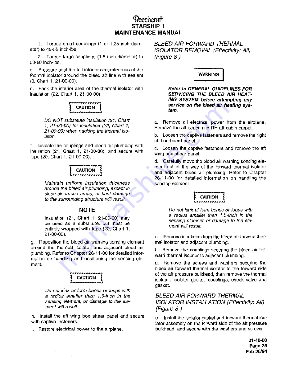 Raytheon Beechraft Starship 2000 Maintenance Manual Download Page 413