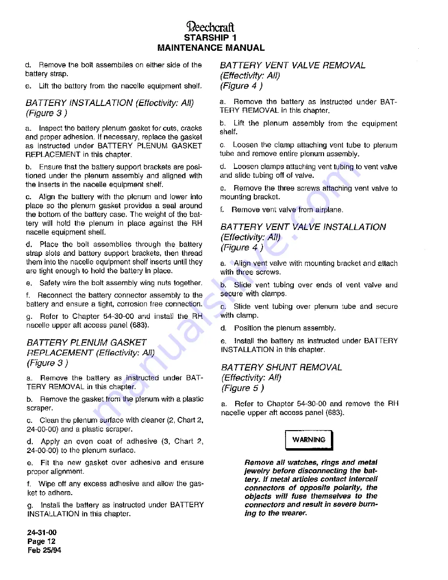 Raytheon Beechraft Starship 2000 Maintenance Manual Download Page 613