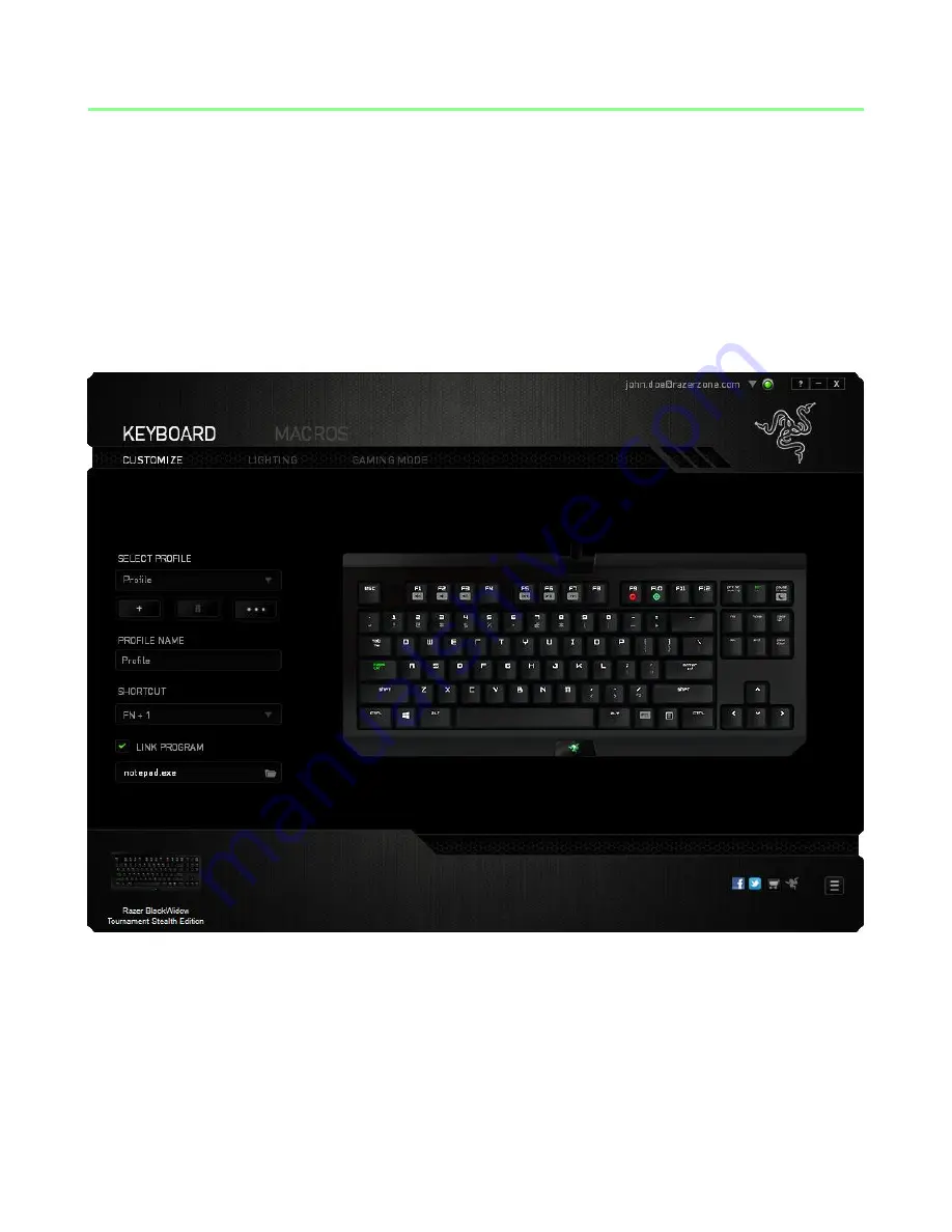 Razer BlackWidow Tournament SE Stealth Quick Start Manual Download Page 9