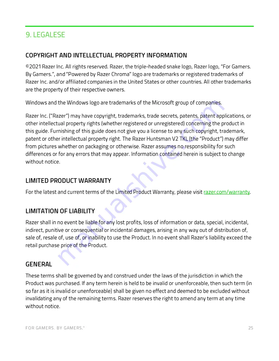 Razer HUNTSMAN V2 TKL Master Manual Download Page 27