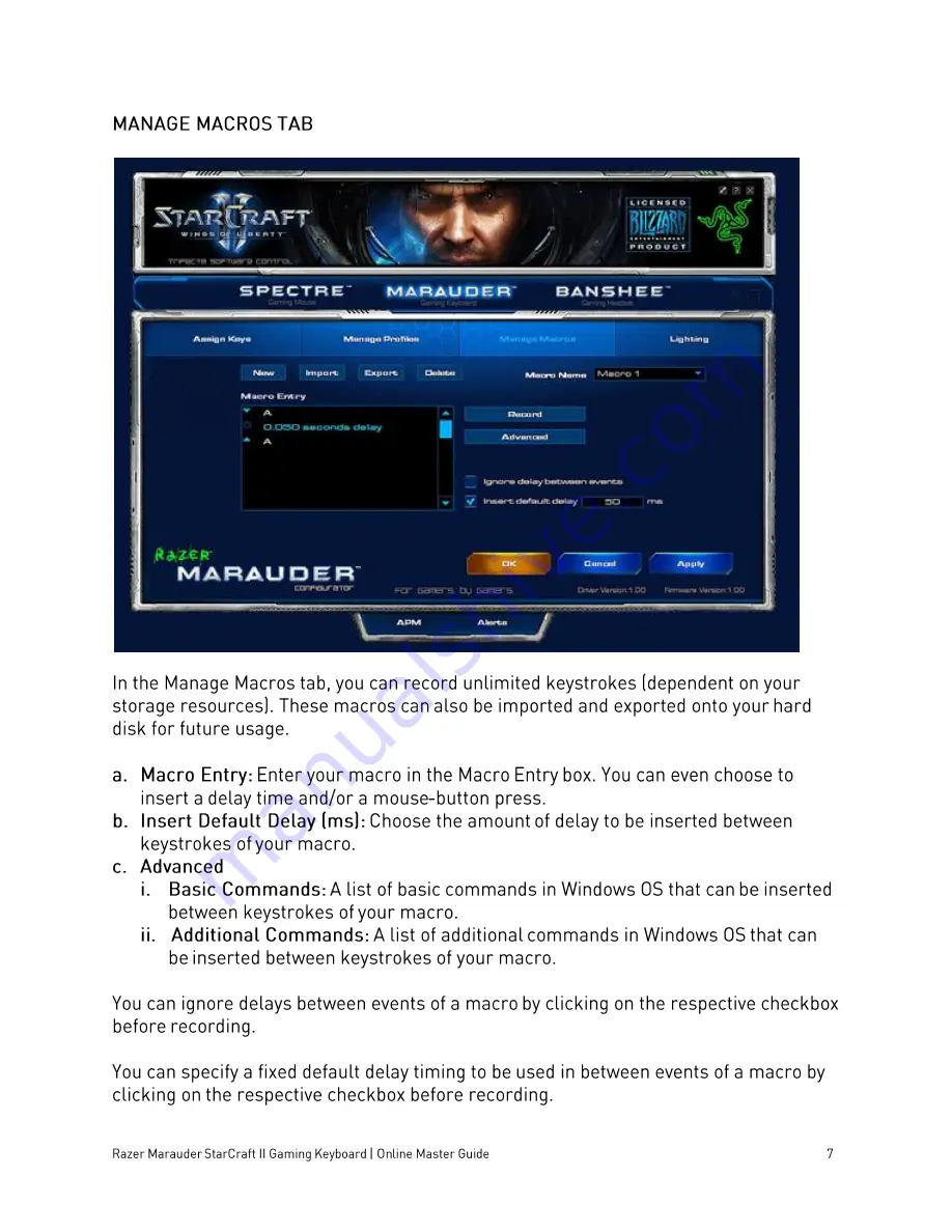 Razer Marauder StartCraft II Master Manual Download Page 7