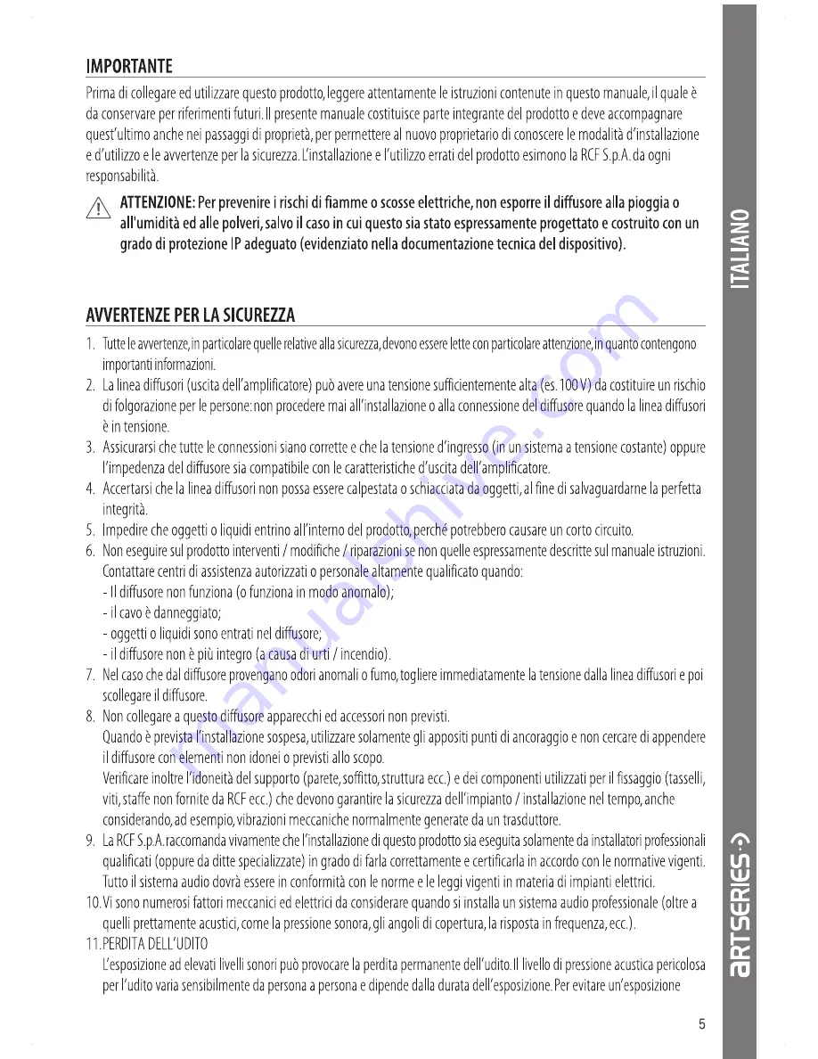 RCF ART 310 User Manual Download Page 5