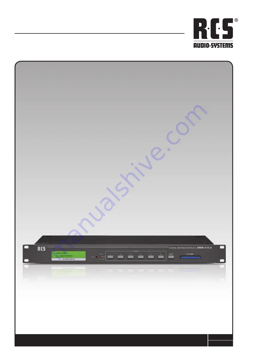 RCS AUDIO-SYSTEMS DMM-618A Operating Instructions Manual Download Page 1