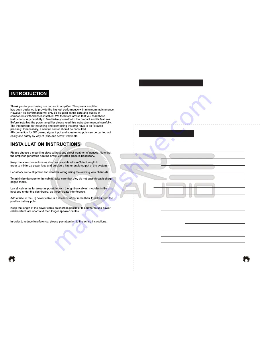 RE Audio XTX-5000.1 Quick Manual Download Page 2