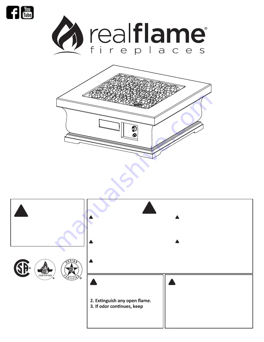 RealFlame Treviso Square C11842LP Owner'S Manual Download Page 1