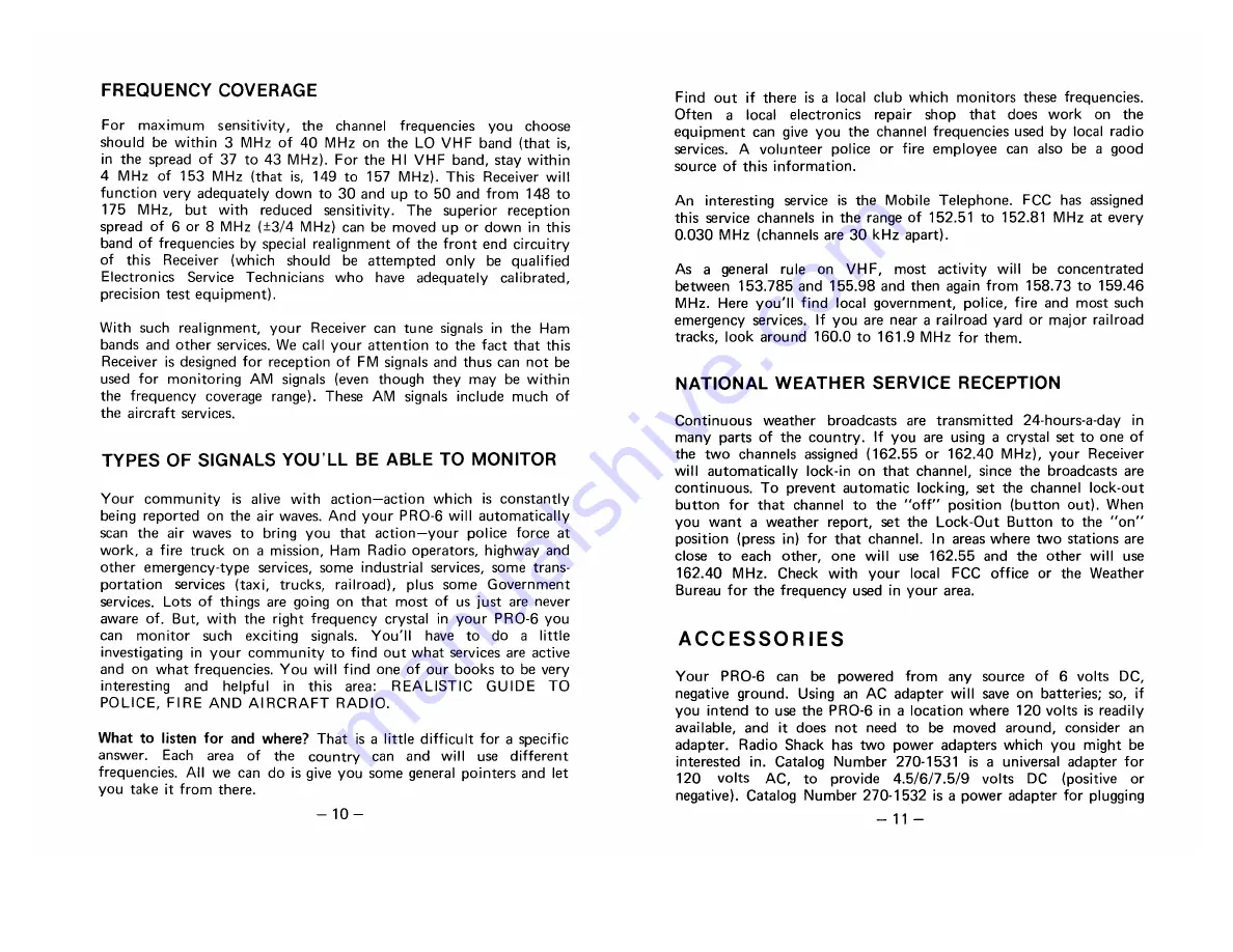 Realistic Pocket-Scan Pro-6 Owner'S Manual Download Page 7