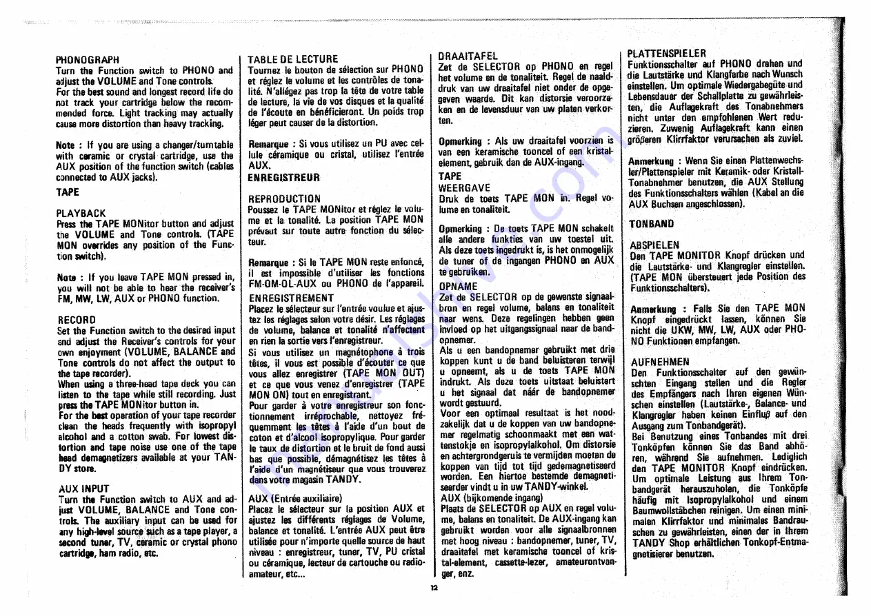 Realistic STA-77L Owner'S Manual Download Page 12