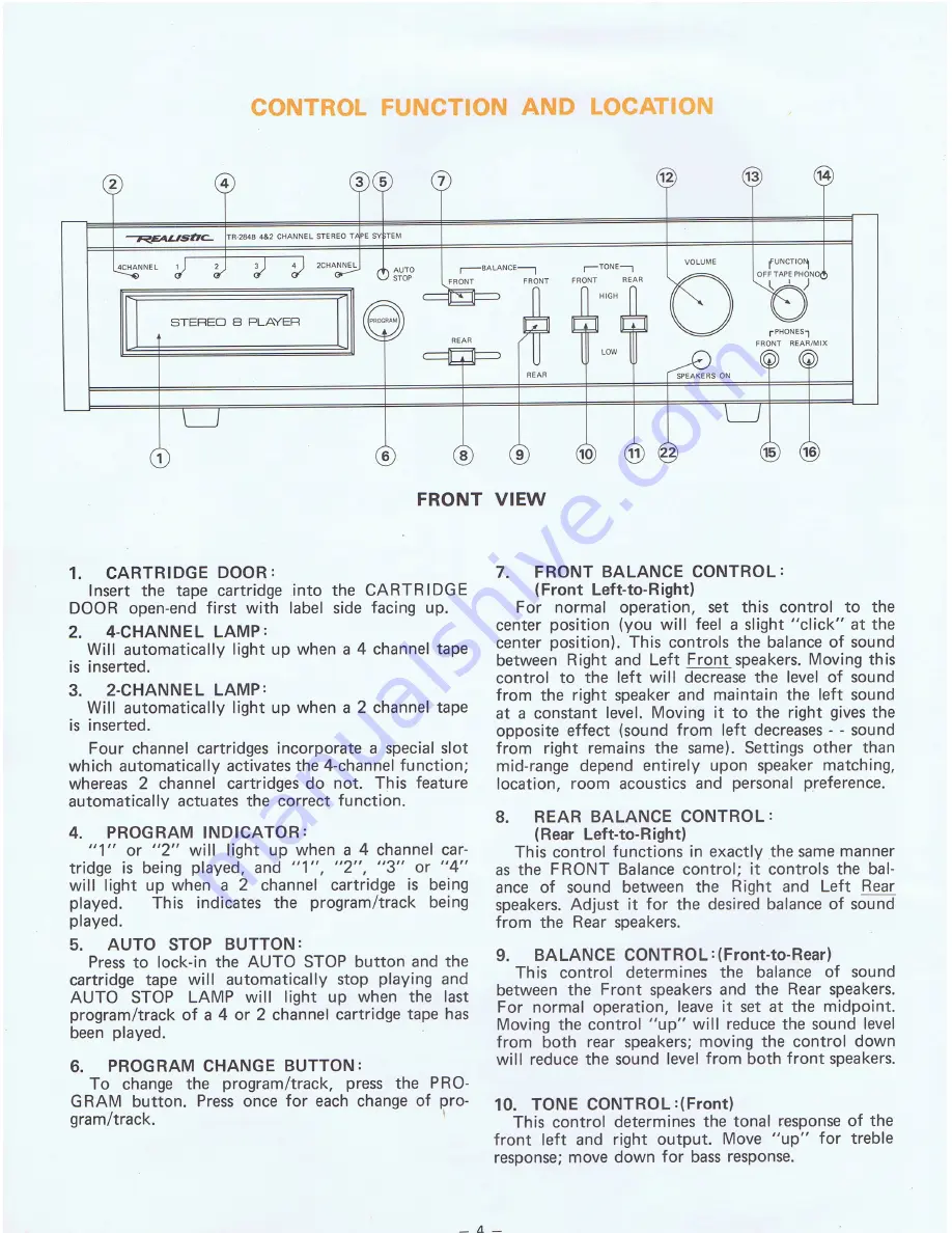 Realistic TR-284B Owner'S Manual Download Page 4