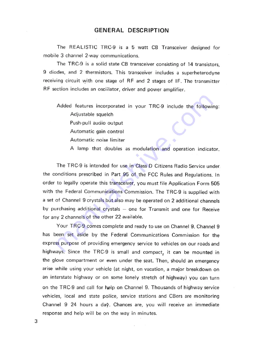 Realistic TRC-9 Instruction Manual Download Page 5