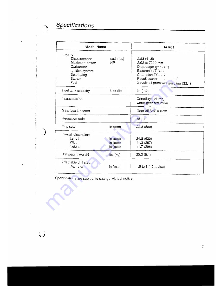 RedMax AG431 Owner/Operator'S Manual & Parts List Download Page 8