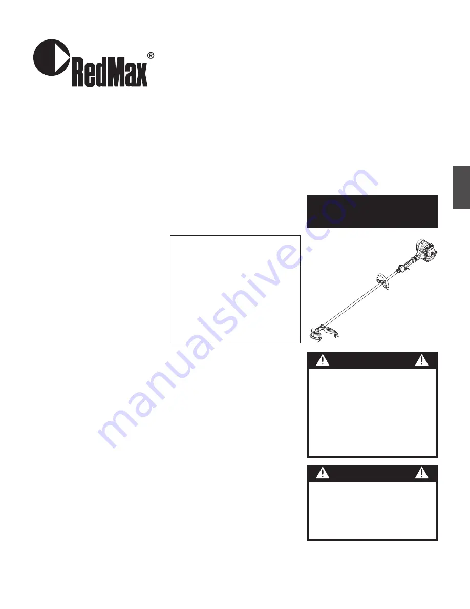 RedMax BCZ250S Owner'S/Operator'S Manual Download Page 43