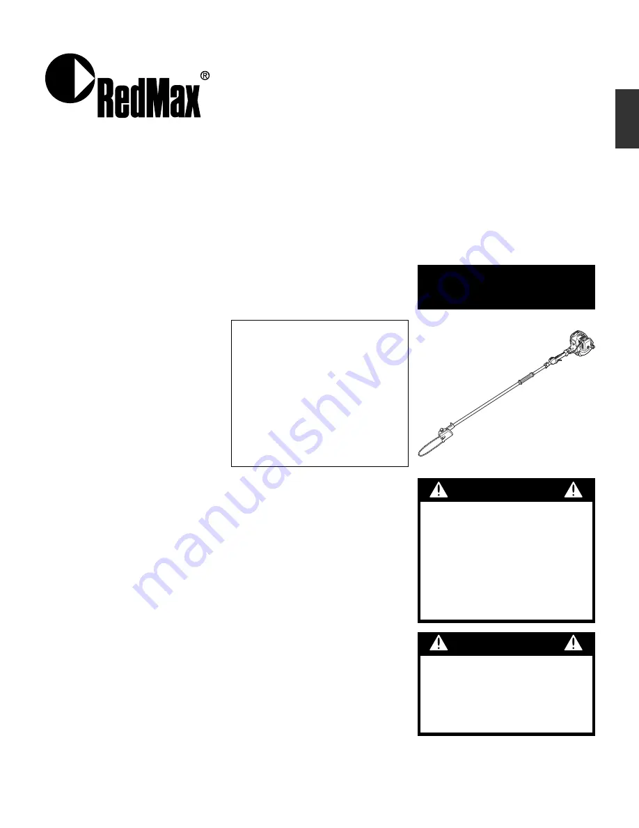 RedMax PSZ2460S Owner'S/Operator'S Manual Download Page 2