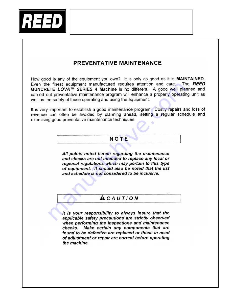 REED LOHE VI Series Operation, Maintenance And Parts Manual Download Page 36