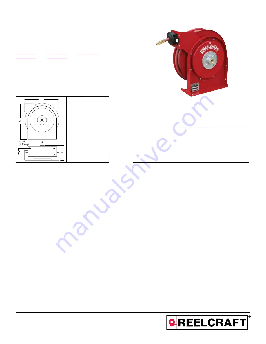 ReelCraft 5400 OHP Operating Instructions Manual Download Page 3