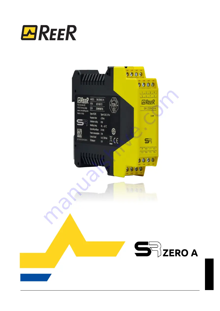 Reer SR ZERO A Installation, Use And Maintenance Manual Download Page 1