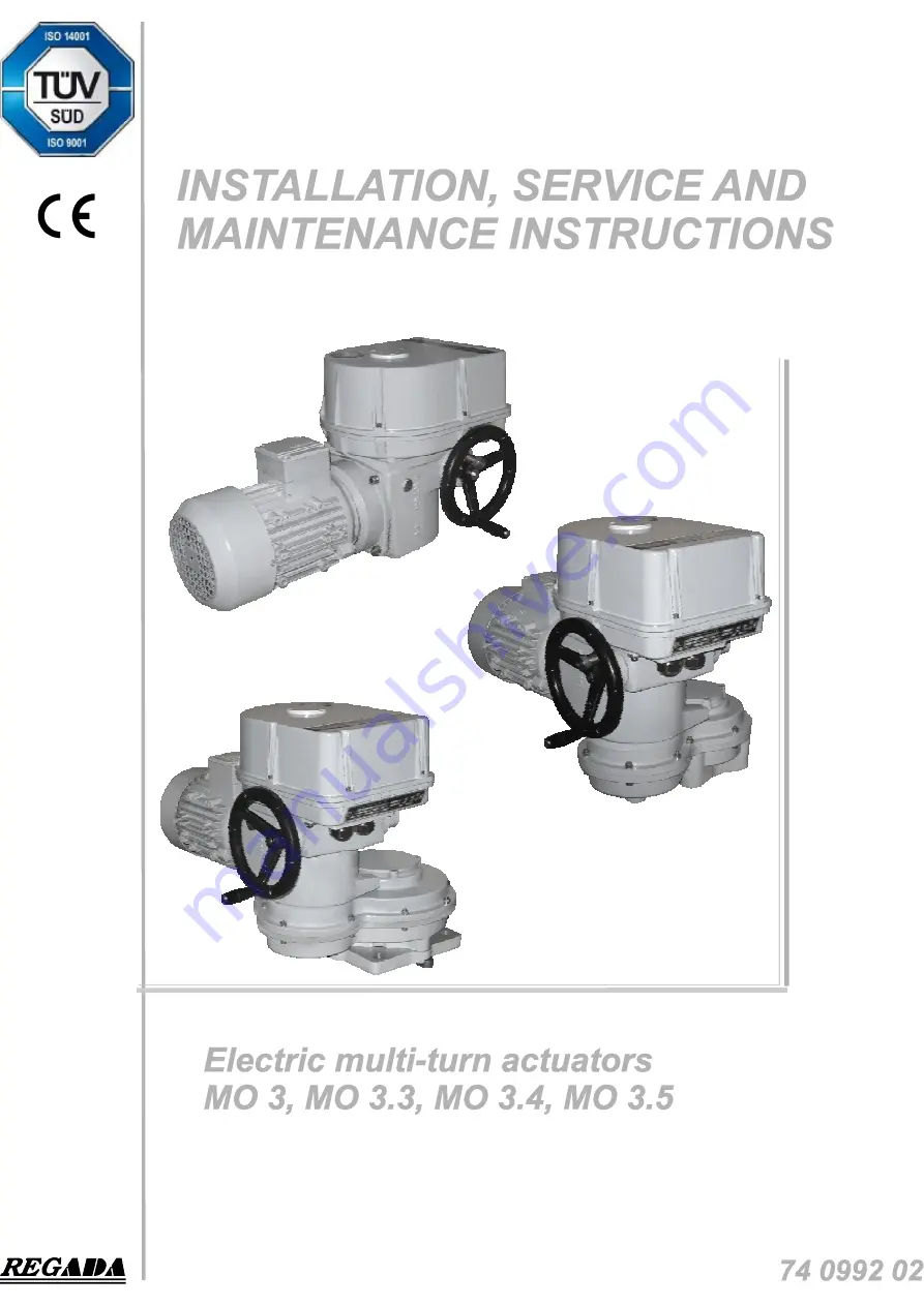 Regada MO 3 Installation, Service And Maintenance Instructions Download Page 1