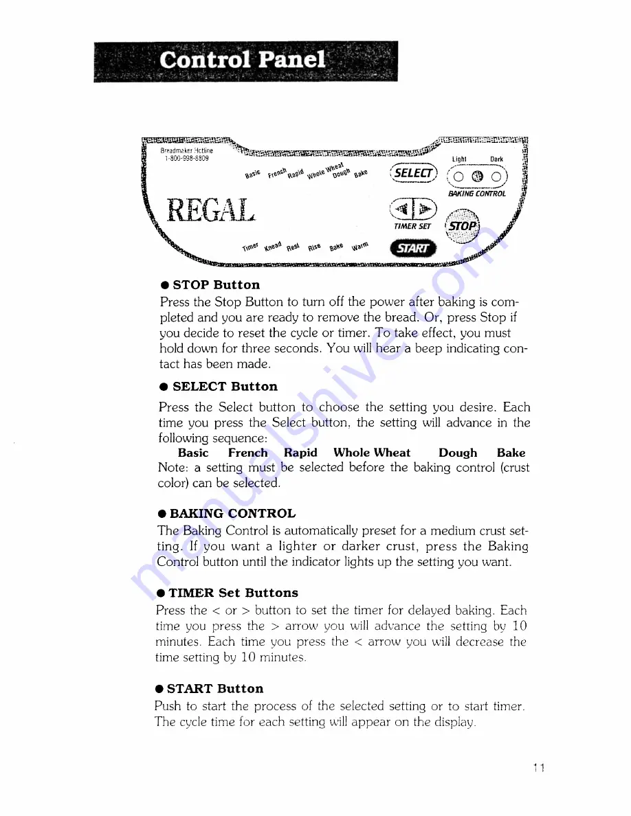 Regal C6750 Manual And Cookbook Download Page 11