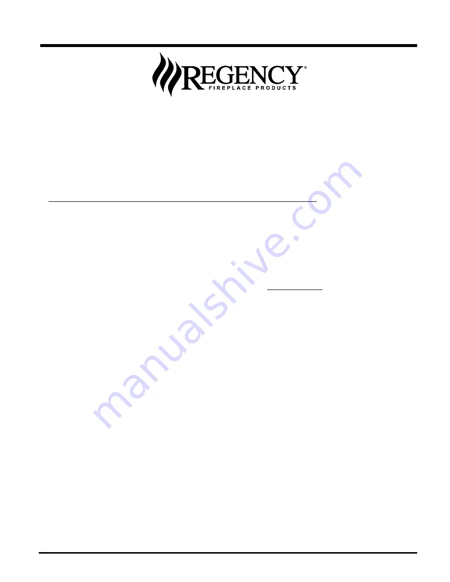 Regency Fireplace Products F150B-1 Owners & Installation Manual Download Page 11