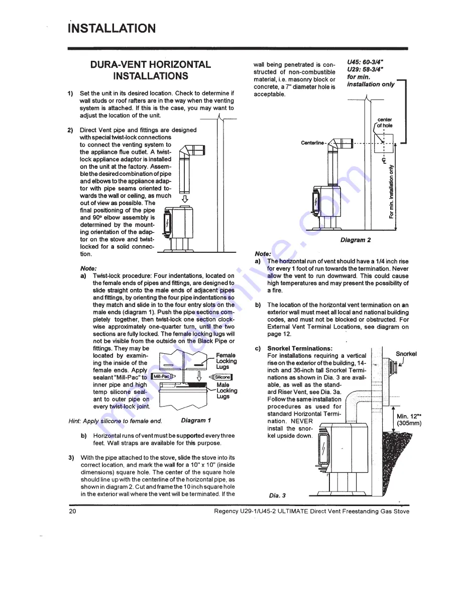 Regency Fireplace Products Ultimate U29 Owners And Installation Manual Download Page 20