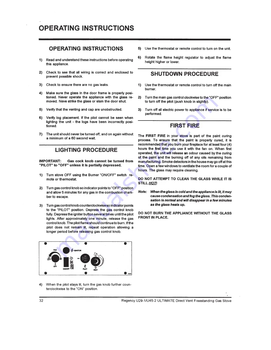 Regency Fireplace Products Ultimate U29 Owners And Installation Manual Download Page 32