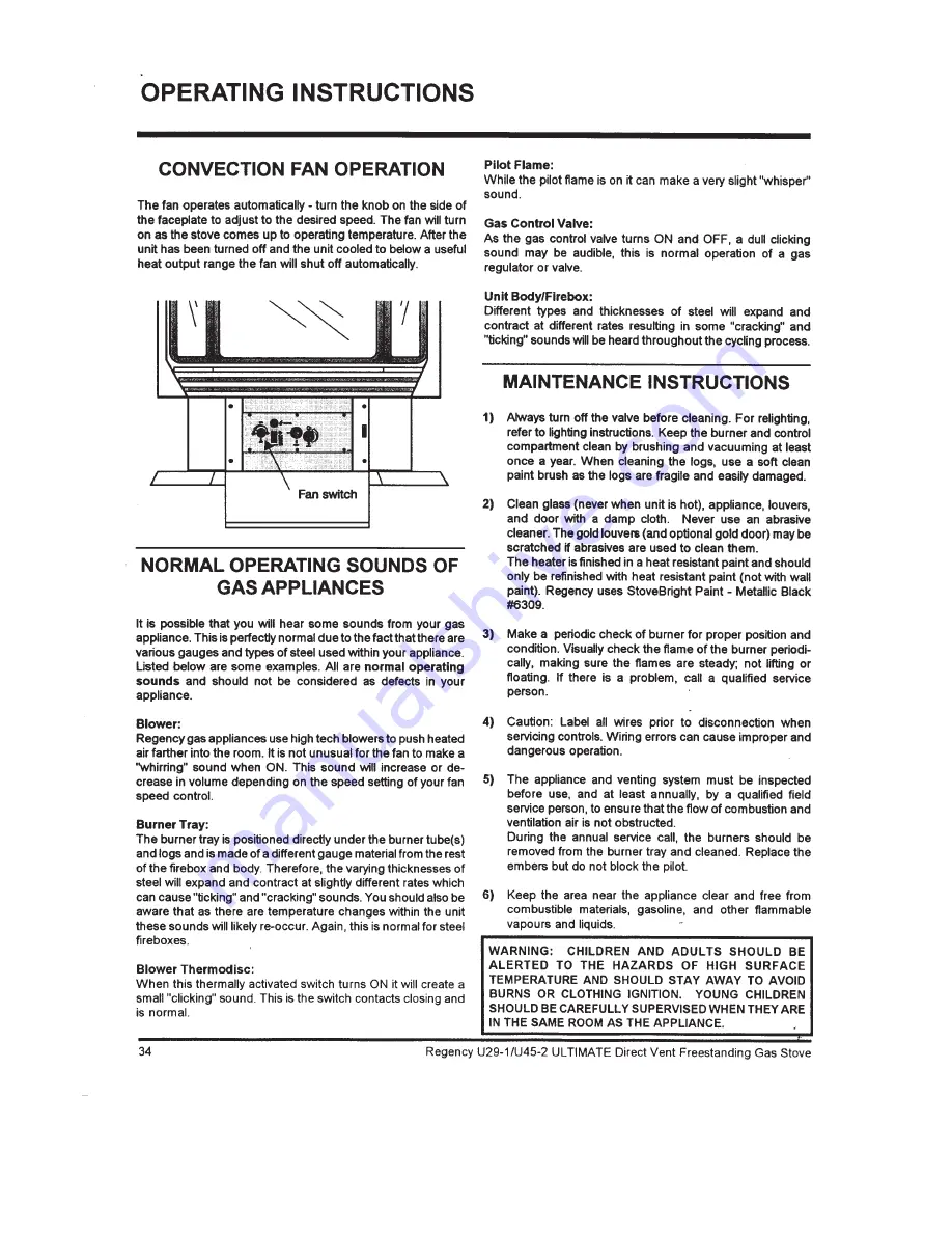 Regency Fireplace Products Ultimate U29 Owners And Installation Manual Download Page 34