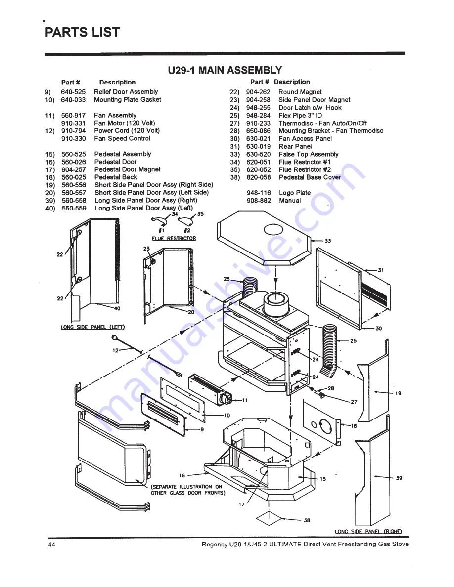 Regency Fireplace Products Ultimate U29 Owners And Installation Manual Download Page 44