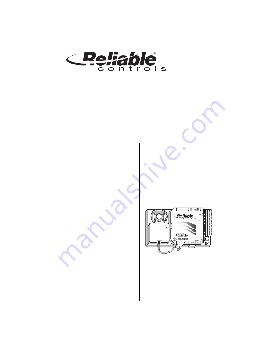 Reliable Controls MACH-Air Quick Start Manual Download Page 1