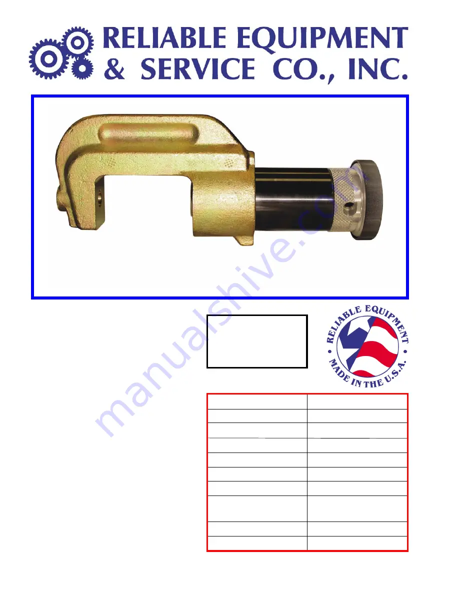 Reliable Equipment & Service PDY-2102 Operator'S Manual Download Page 4