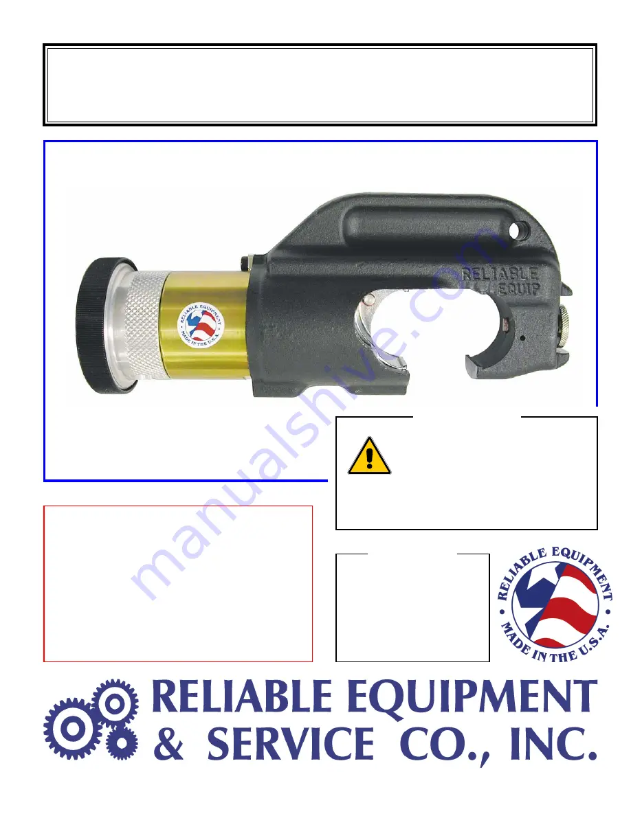 Reliable Equipment PDY-510 Operator'S Manual Download Page 1