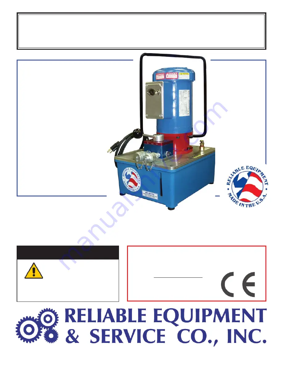 Reliable Equipment REL-EP-115 Operator'S Manual Download Page 1