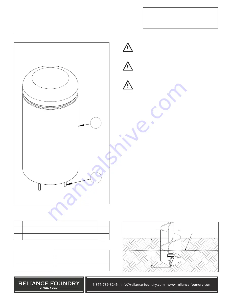 Reliance Foundry Concrete Bollard Скачать руководство пользователя страница 1