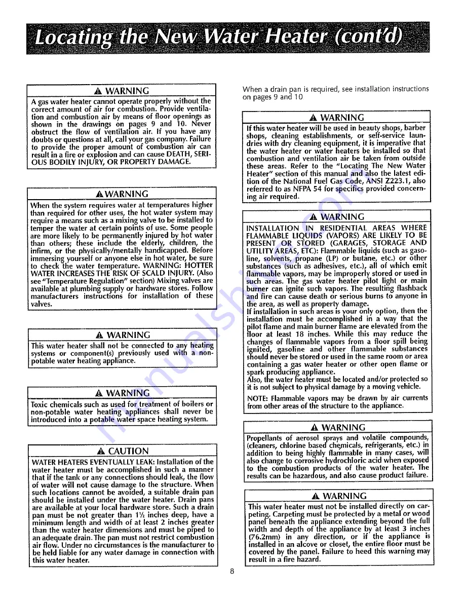 Reliance Water Heaters 2919340 Скачать руководство пользователя страница 8
