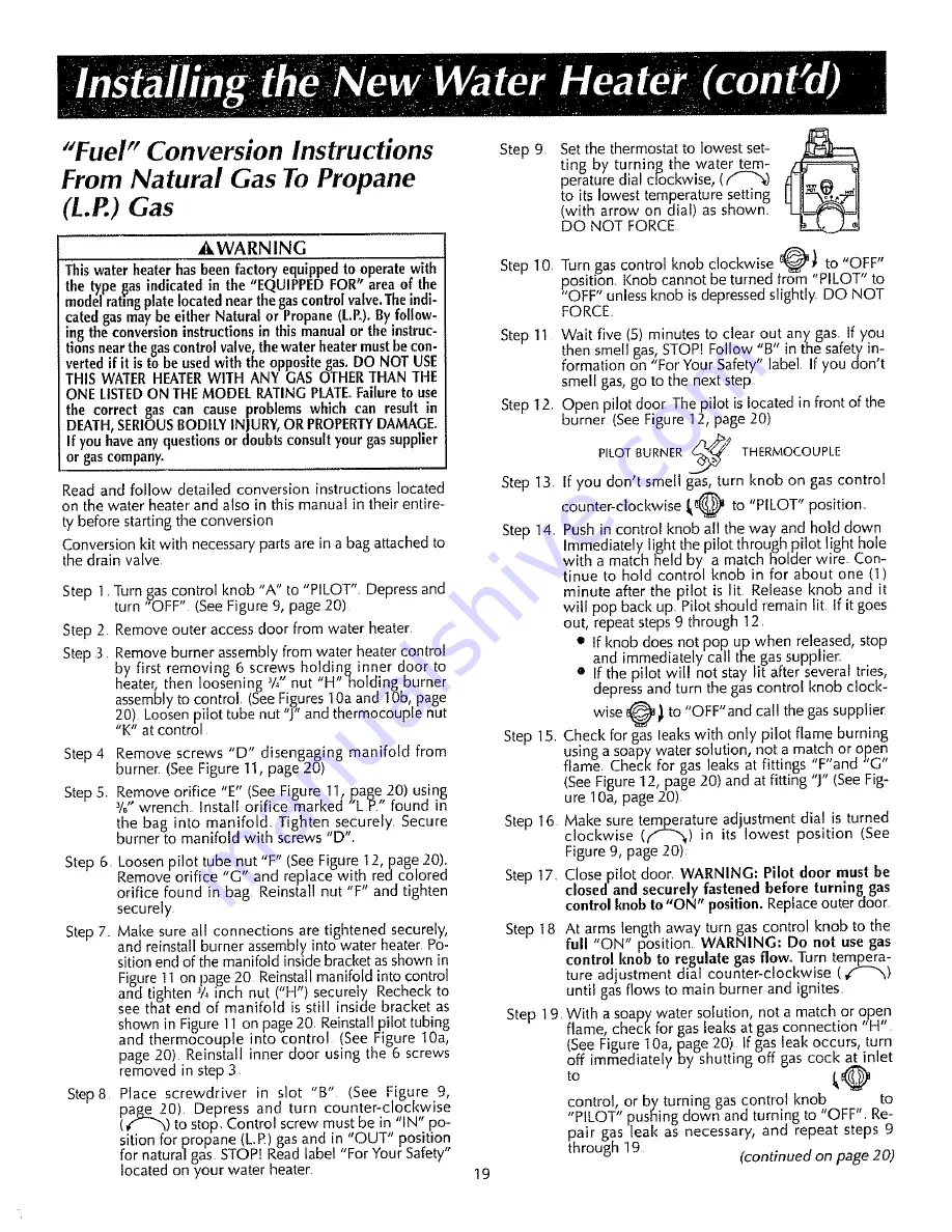 Reliance Water Heaters 2919340 Instruction Manual Download Page 19