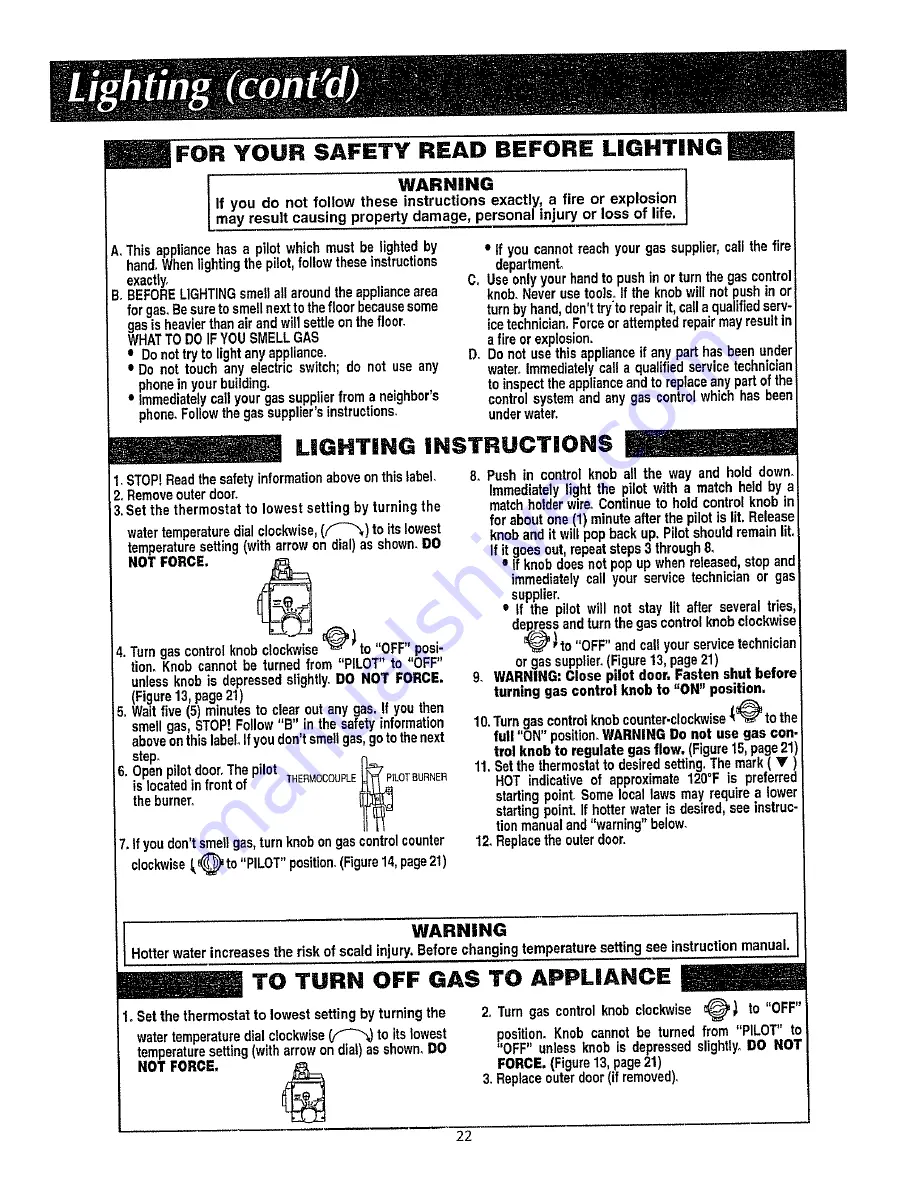 Reliance Water Heaters 2919340 Instruction Manual Download Page 22