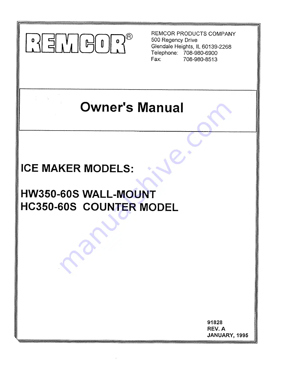 Remcor HC350-60S Owner'S Manual Download Page 1