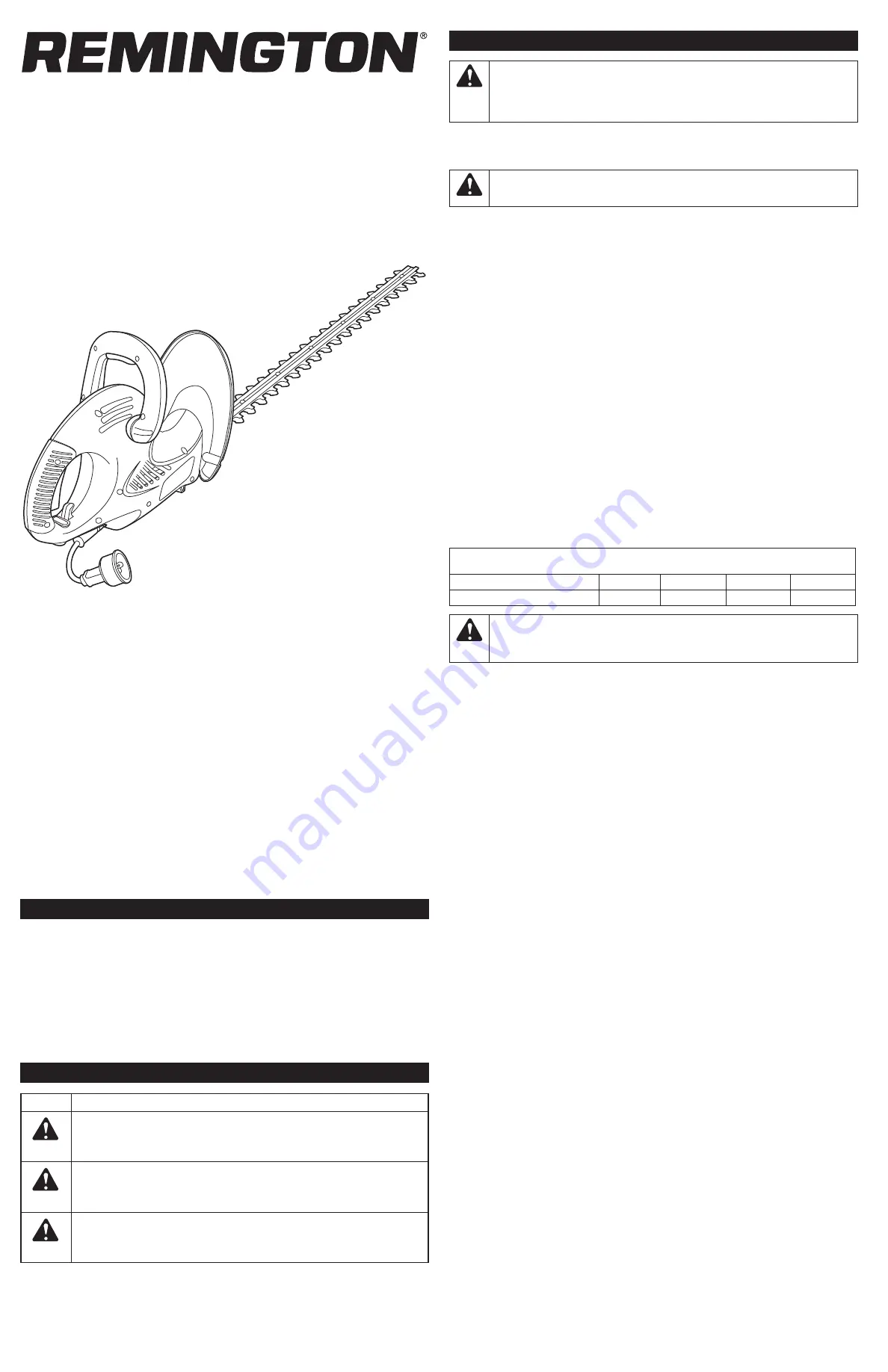 Remington RM4522TH Operator'S Manual Download Page 1