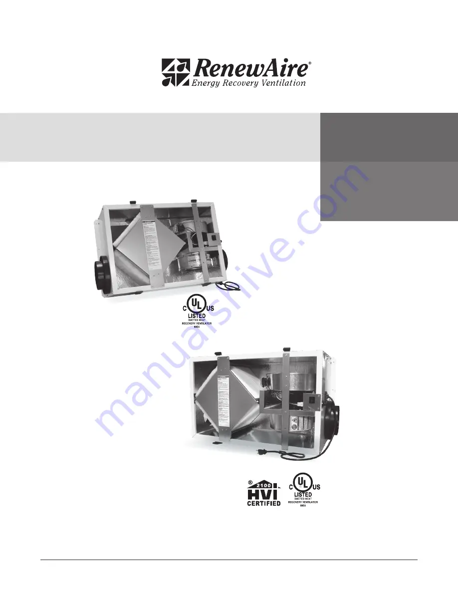 RenewAire BR130 SERIES Installation, Operation & Maintenance Manual Download Page 1